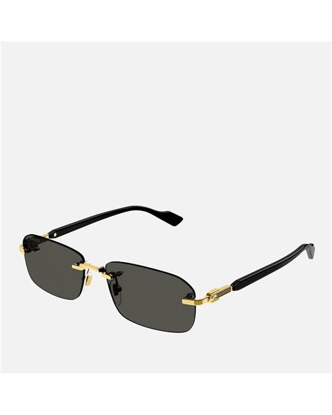 gucci rectangular-frame metal sunglasses|56mm round sunglasses gucci.